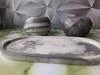 Набір кашпо для кактусів та суккулентів із гіпсу сірий мармур ручна робота - 4
