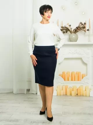 Синя кашемірова спідниця-олівець   розміри 48-58