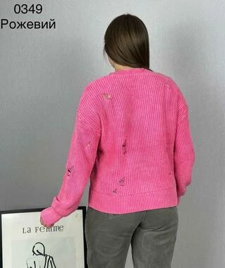 Жіночий в'язаний светр варенка рваний дизайн 0349 48-52