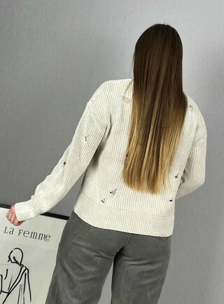 Жіночий в'язаний светр варенка рваний дизайн 0349 48-52